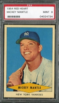 1954 Red Heart #2 All-Time Finest PSA Graded Complete Set of 33 Cards  